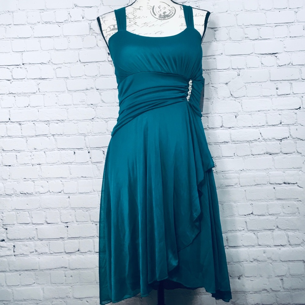 Bridesmaid Prom Cocktail Party dress teal Medium